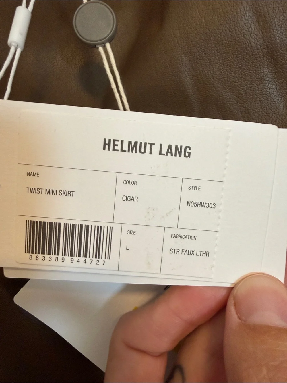 Helmut Lang NWT Faux Leather Ruched Mini Skirt -‎ in color Cigar - Large